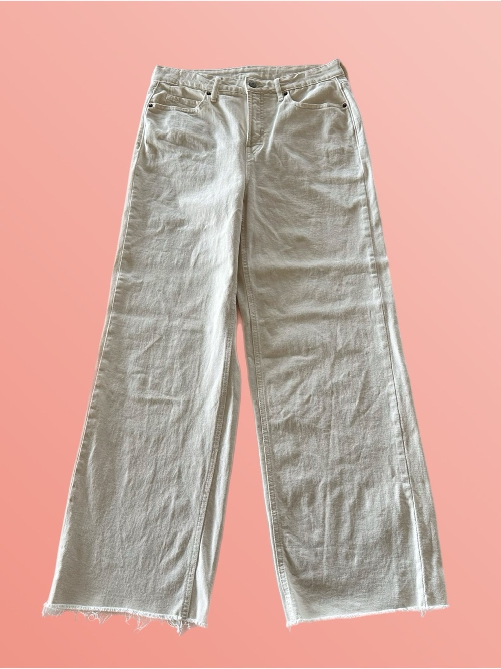 OLD NAVY High-Rise Wide-Leg Jeans in Off-White - Picture 2 of 5